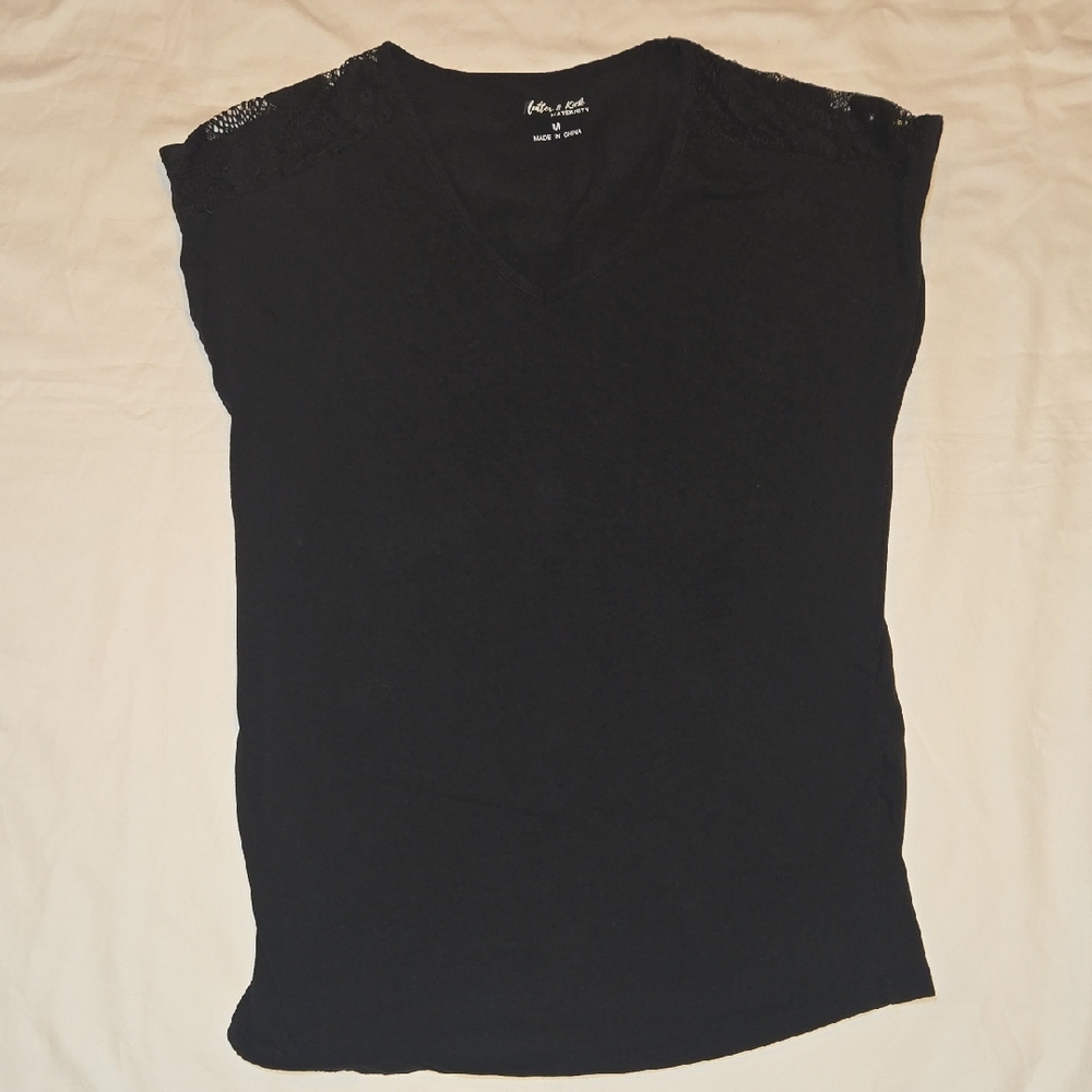 Women's Black Lace Shoulder Top